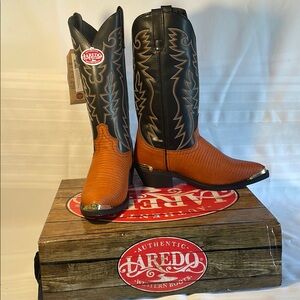 Men's 9 D  Laredo Atlanta Antique Peanut lizard print cowboy boots 68086